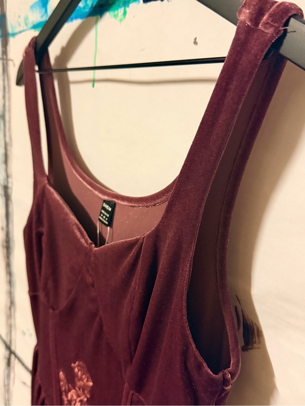 SHEIN Velvet Dress Deep Mauve NWT - Picture 4 of 5